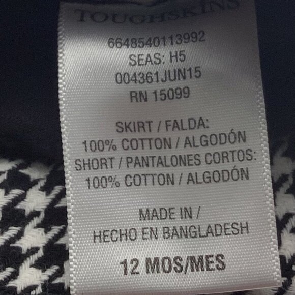 Touchskins Baby Girl Houndstooth Skort Cotton Skirt Zipper Pockets Size 12M - Picture 6 of 7